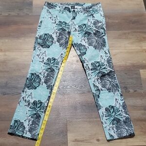 Suno turquoise crop jeans floral abstract pockets